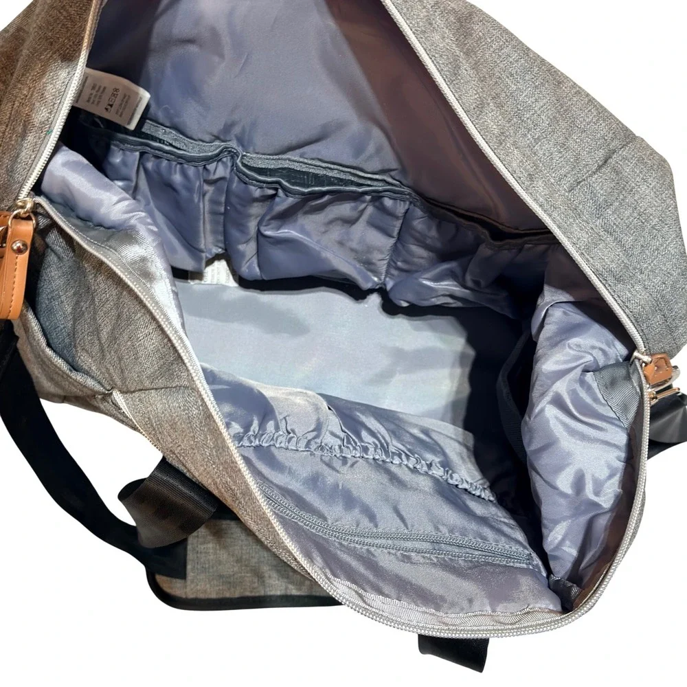 Dikaslon Diaper Bag Tote Unisex Gray Polyester Woven Travel Weekender Minimalist